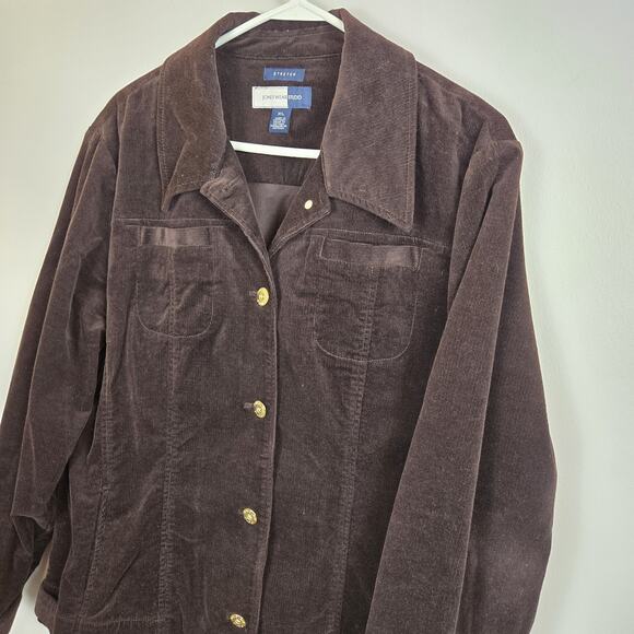Jones Wear Sport Women’s Corduroy Jacket XL Brown Buttons Western LAGENLOOK Boho - Picture 1 of 7